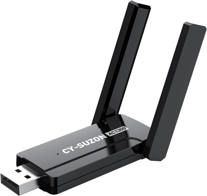 CY-SUZON AC1300 USB 3.0 WiFi Adapter for PC, Wireless Network Adapter for Desktop with 2.4GHz,2×High Gain Antenna,Windows11/10/8/7/XP - Image 1